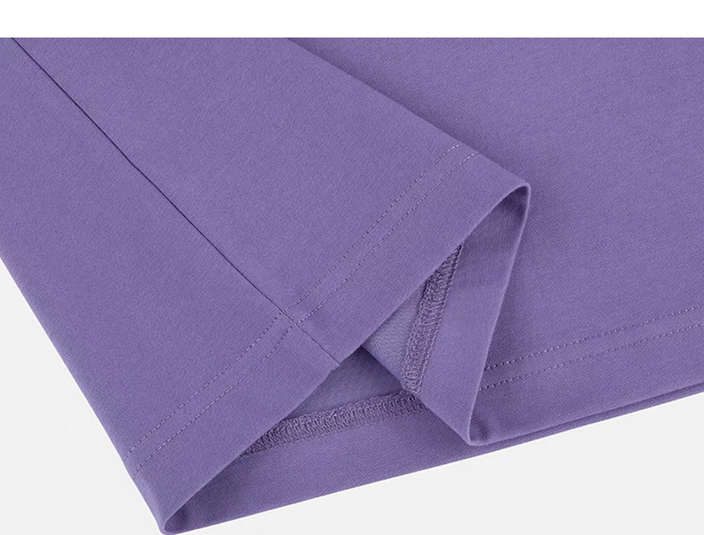 IDLT T-shirt, purple folded hem.