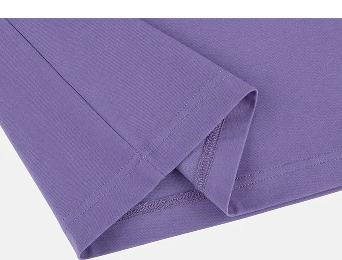 IDLT T-shirt, purple folded hem.