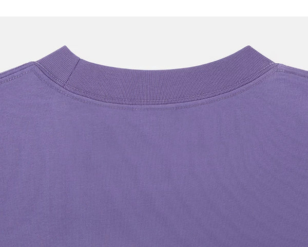 IDLT T-shirt, purple back neckline.