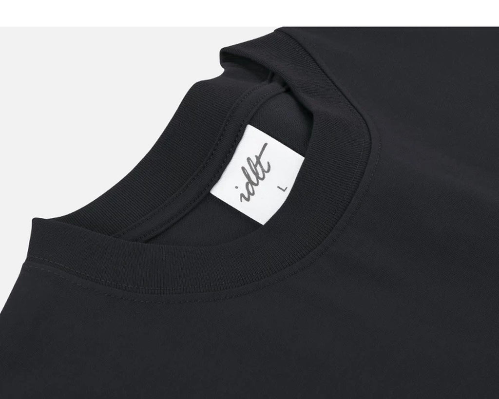 IDLT T-shirt, black neckline label.