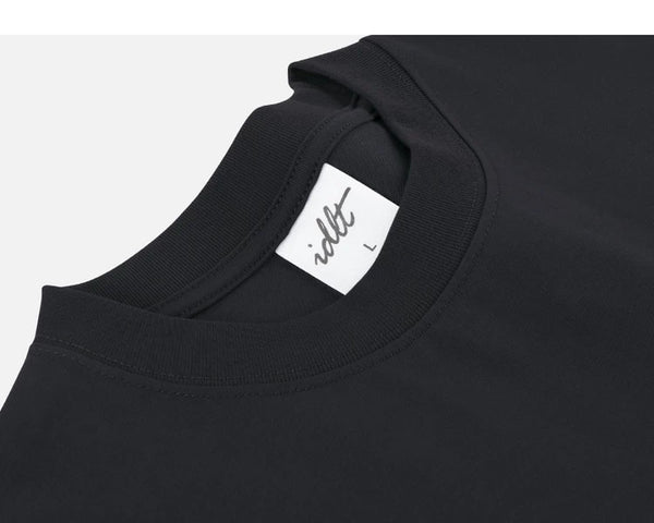 IDLT T-shirt, black neckline label.