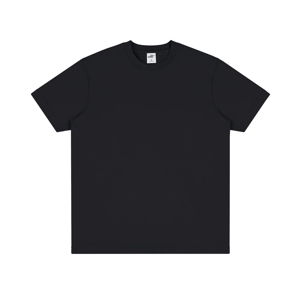 Clean-Cut Crewneck Tee, black front view.