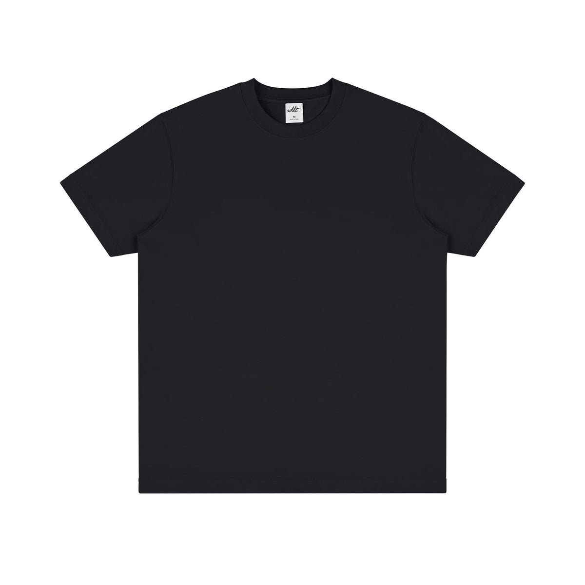 Clean-Cut Crewneck Tee, black front view.