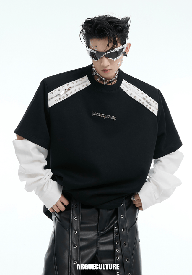 Color - Block Detachable Shoulder Pad Tee - COPPING THREADS - ArguE CulturE Hover Image