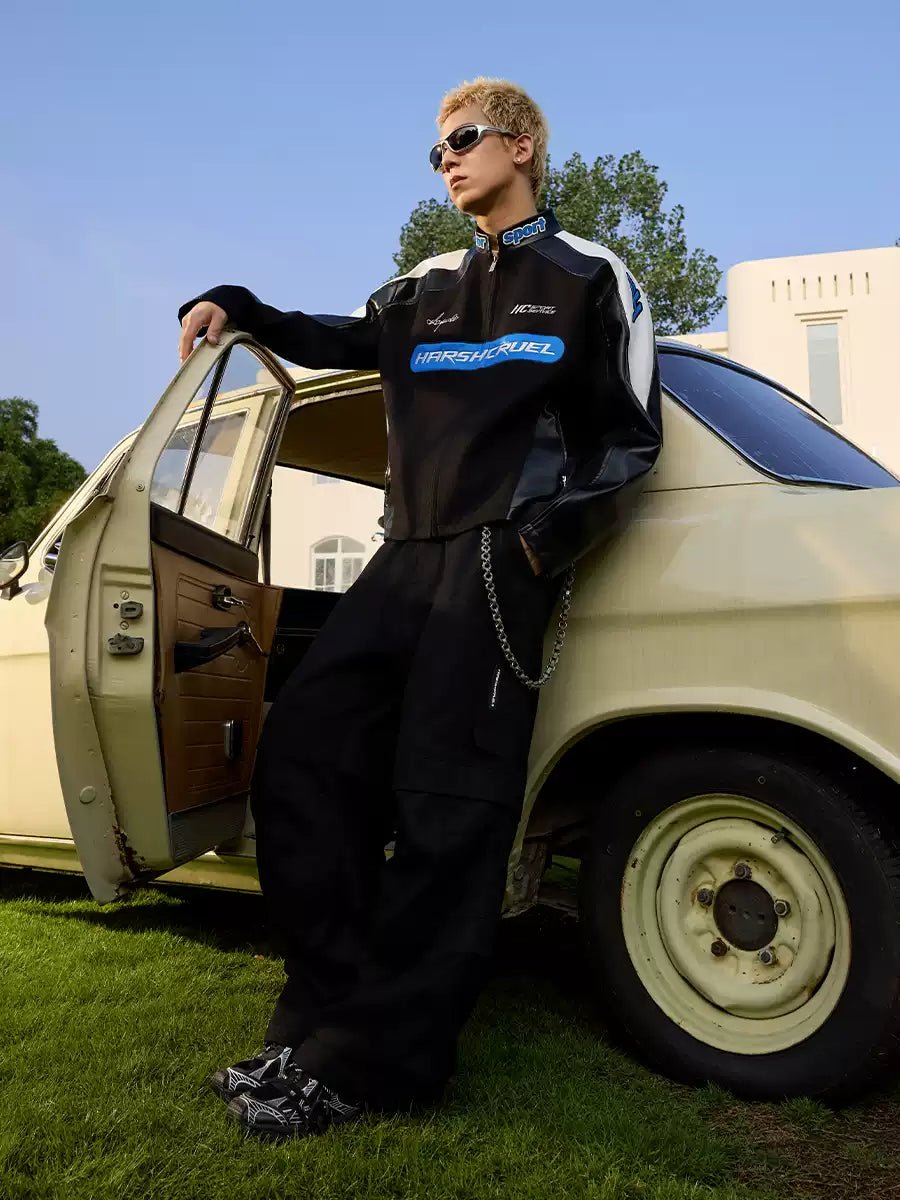 Color - Block Leather Racing Jacket - COPPING THREADS - Harsh and Cruel