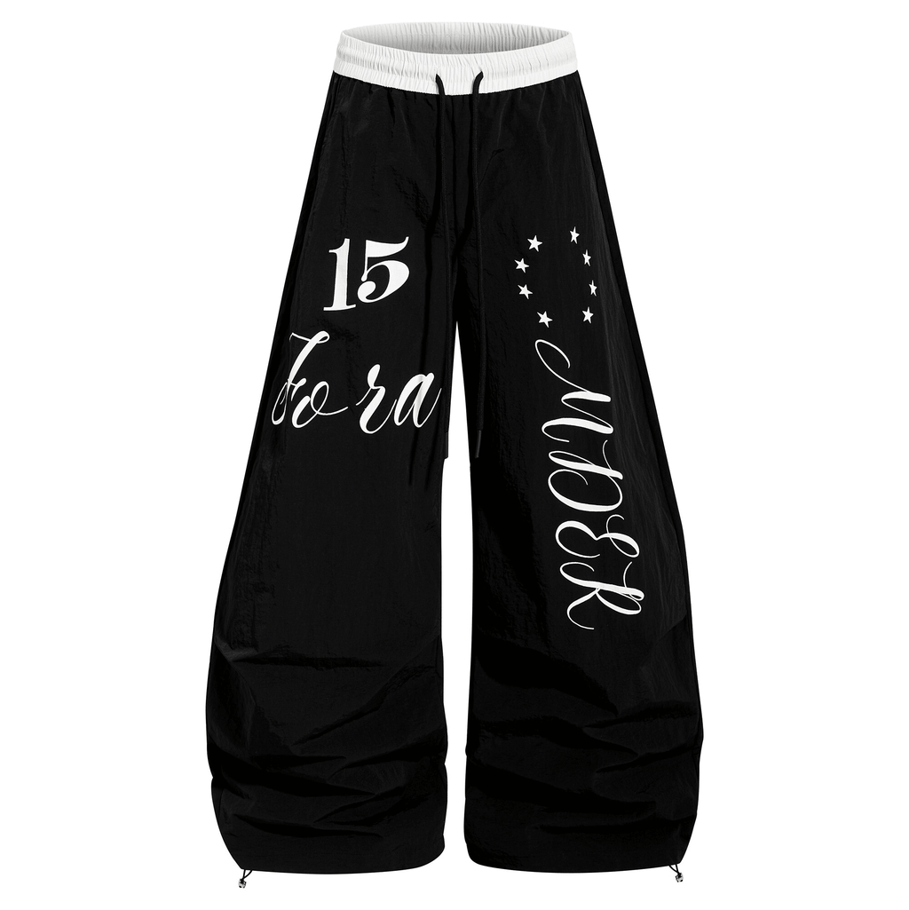 Color - Block Letter Print Parachute Pants - COPPING THREADS - CT Select