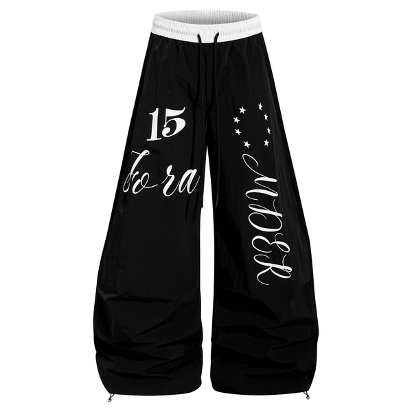 Color - Block Letter Print Parachute Pants - COPPING THREADS - CT Select