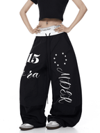 Color - Block Letter Print Parachute Pants - COPPING THREADS - CT Select