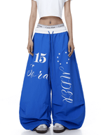 Color - Block Letter Print Parachute Pants - COPPING THREADS - CT Select