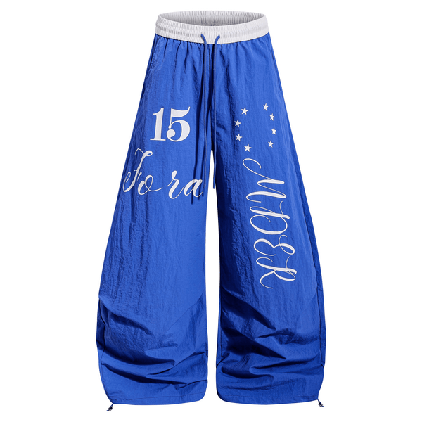 Color - Block Letter Print Parachute Pants - COPPING THREADS - CT Select