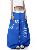Color - Block Letter Print Parachute Pants - COPPING THREADS - CT Select