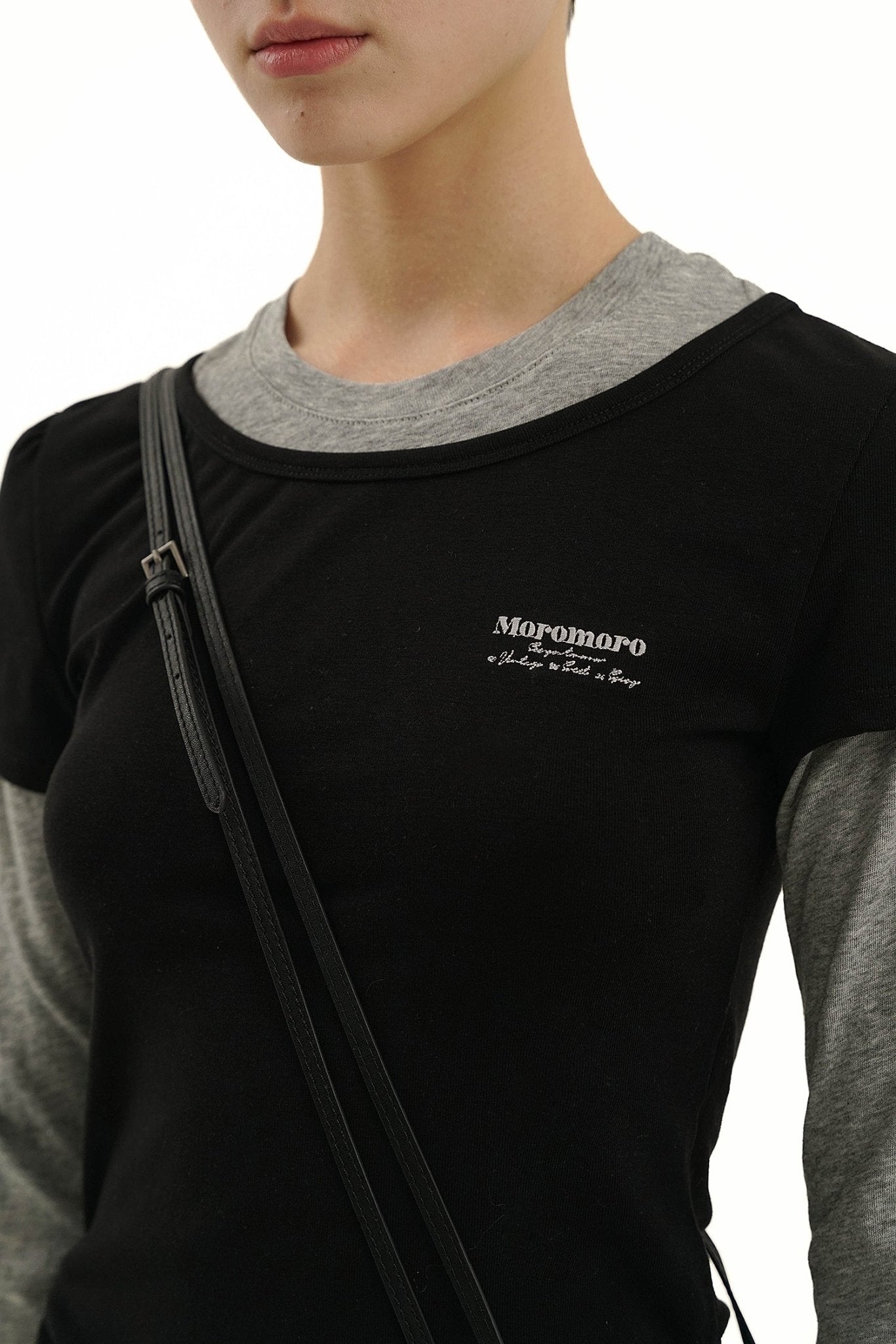 Color-Block Mock Layered Slim-Fit Tee Secondary image