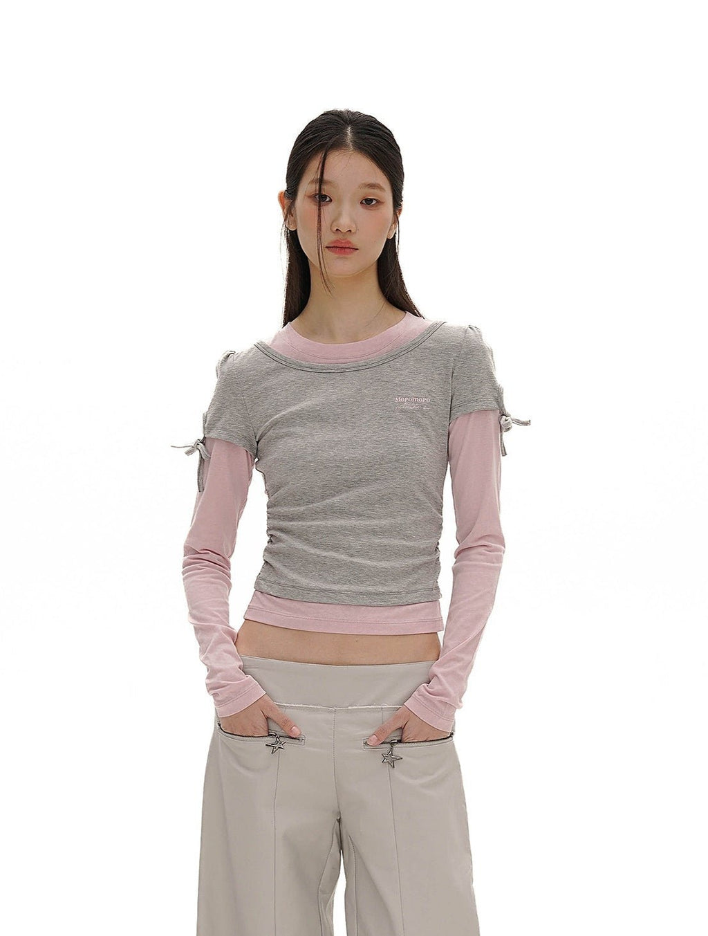 Color - Block Mock Layered Slim - Fit Tee - COPPING THREADS - MOROMORO