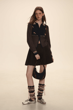 Color - Block Mohair Bow - Tie Zip - Up Cardigan - COPPING THREADS - MOROMORO