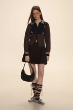 Color - Block Mohair Bow - Tie Zip - Up Cardigan - COPPING THREADS - MOROMORO