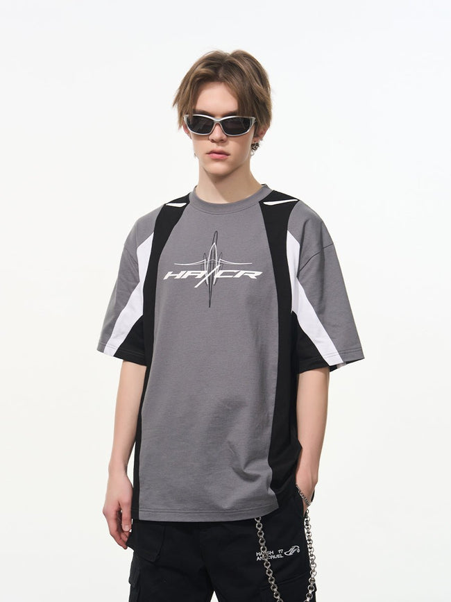 Color Block Sports Racing Print Short Sleeve Tee - COPPING THREADS - Harsh and Cruel Hover Image