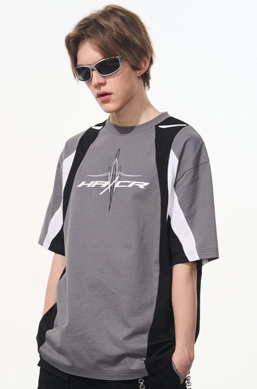 Color Block Sports Racing Print Short Sleeve Tee - COPPING THREADS - Harsh and Cruel