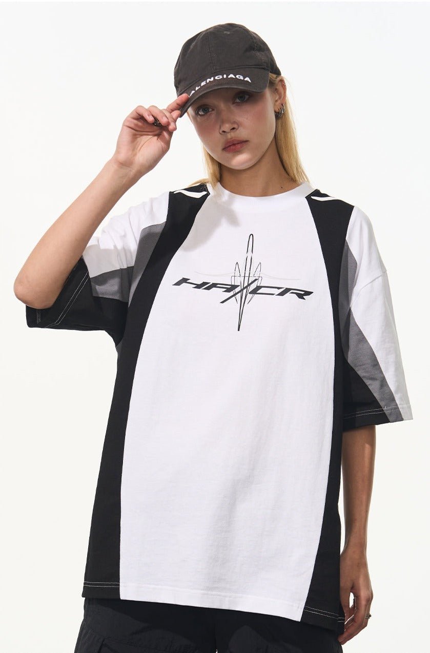 Color Block Sports Racing Print Short Sleeve Tee - COPPING THREADS - Harsh and Cruel