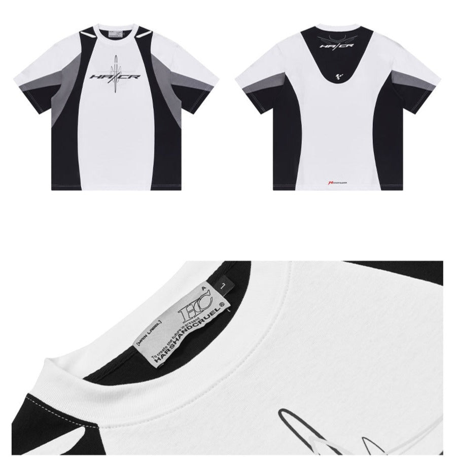 Color Block Sports Racing Print Short Sleeve Tee - COPPING THREADS - Harsh and Cruel