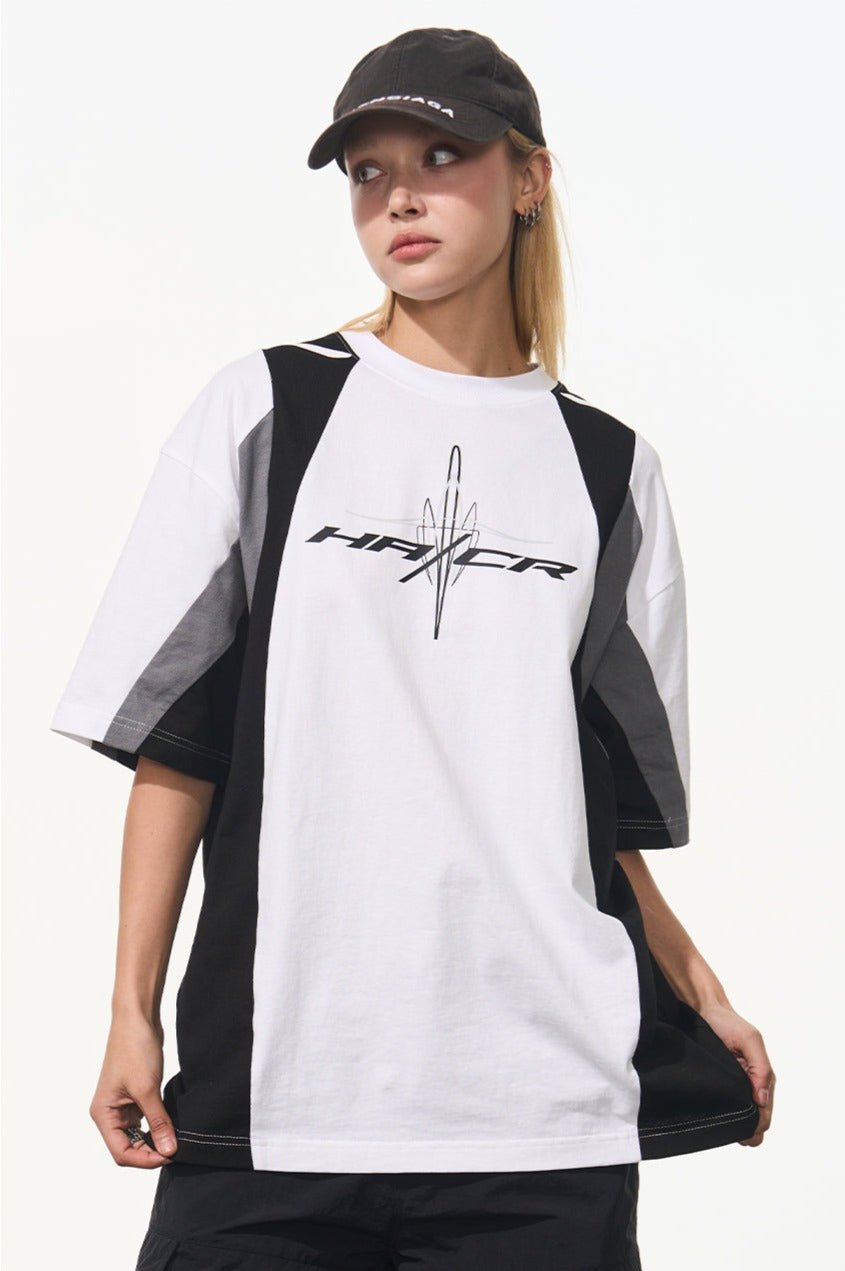 Color Block Sports Racing Print Short Sleeve Tee - COPPING THREADS - Harsh and Cruel