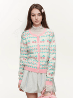 Colorblock Cherry Fair Isle Knit Cardigan Sweater - COPPING THREADS - CHICISLAND