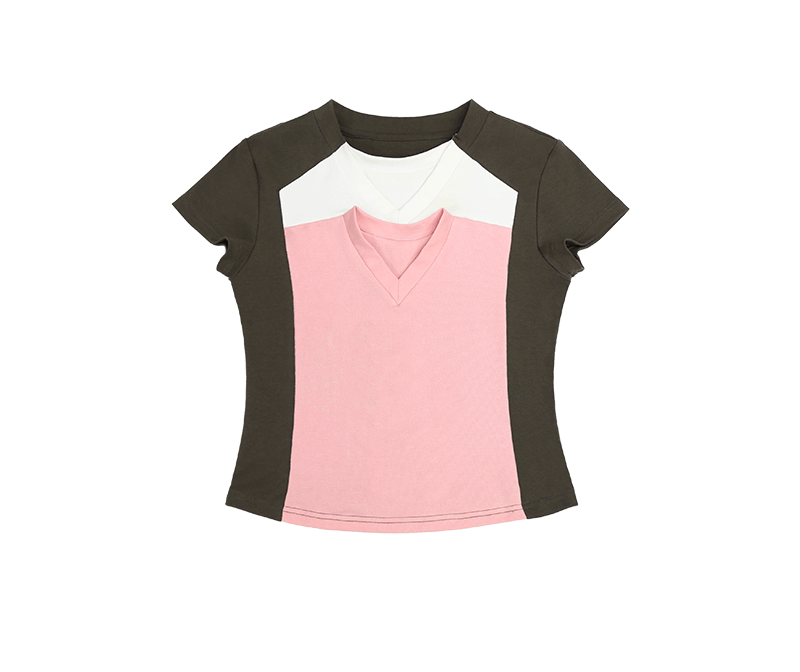 Colorblock Layered - Look Fitted Tee - COPPING THREADS - Yokuku