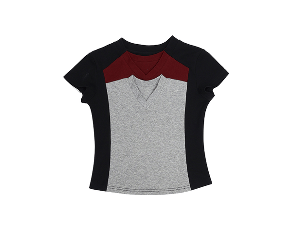 Colorblock Layered - Look Fitted Tee - COPPING THREADS - Yokuku