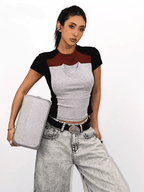 Colorblock Layered - Look Fitted Tee - COPPING THREADS - Yokuku