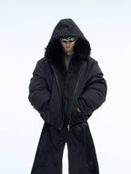 Colorblock Mountain Hawk Faux Fur Trim Hooded Puffer Jacket - COPPING THREADS - ArguE CulturE