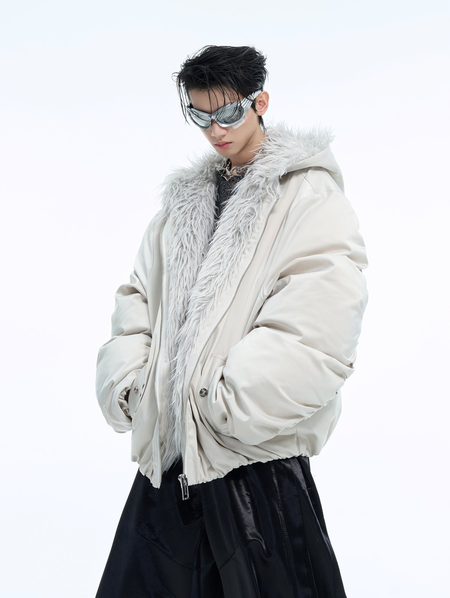 Colorblock Mountain Hawk Faux Fur Trim Hooded Puffer Jacket - COPPING THREADS - ArguE CulturE