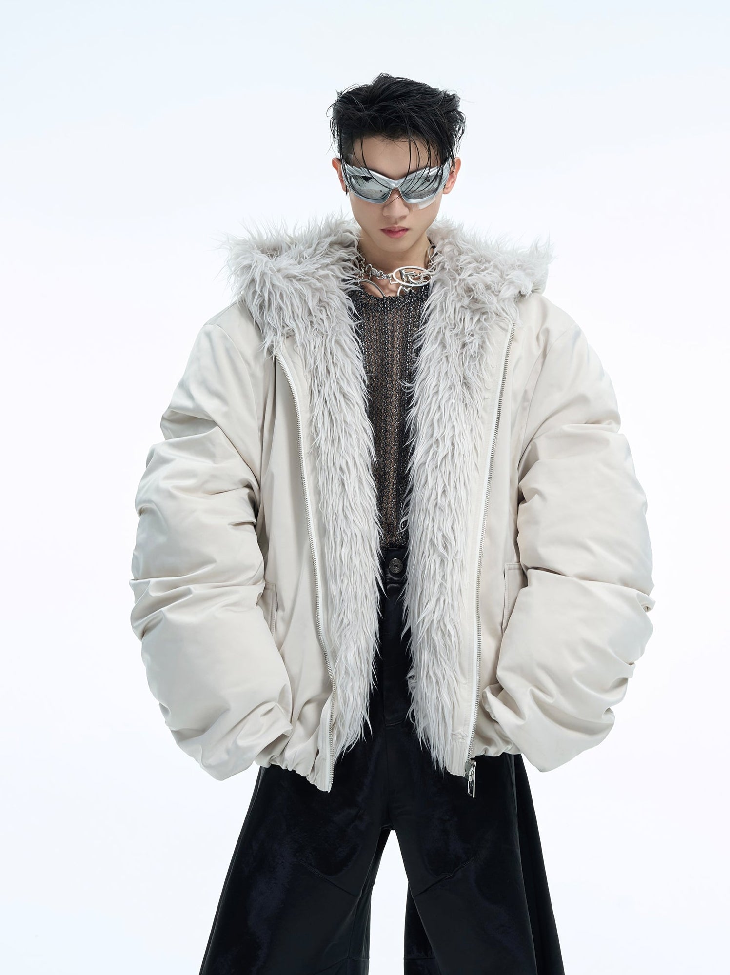 Colorblock Mountain Hawk Faux Fur Trim Hooded Puffer Jacket - COPPING THREADS - ArguE CulturE