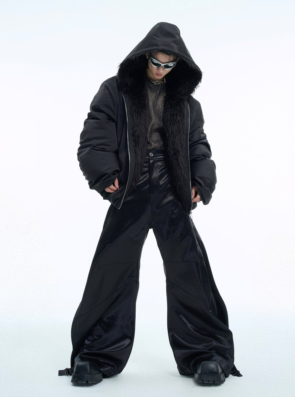 Colorblock Mountain Hawk Faux Fur Trim Hooded Puffer Jacket - COPPING THREADS - ArguE CulturE