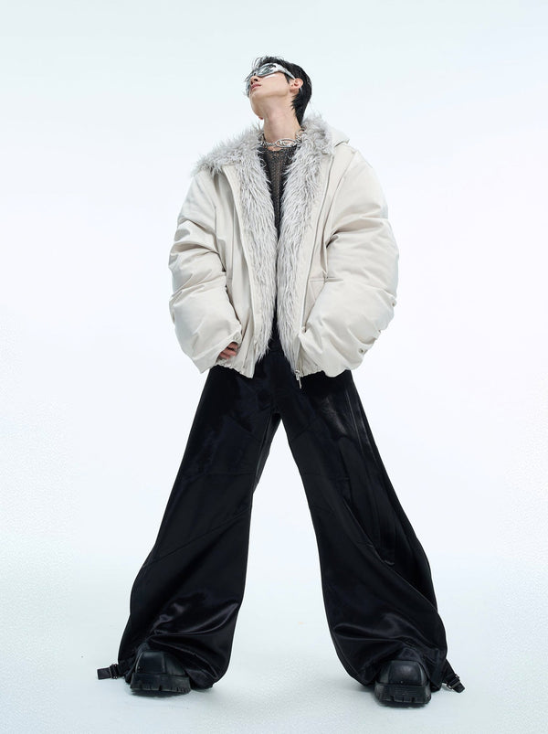 Colorblock Mountain Hawk Faux Fur Trim Hooded Puffer Jacket - COPPING THREADS - ArguE CulturE