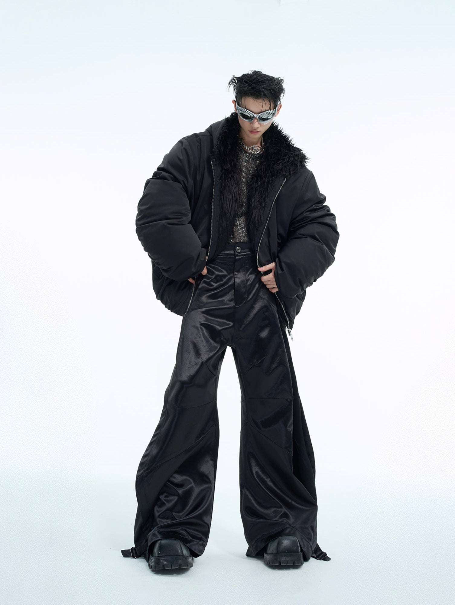 Colorblock Mountain Hawk Faux Fur Trim Hooded Puffer Jacket - COPPING THREADS - ArguE CulturE