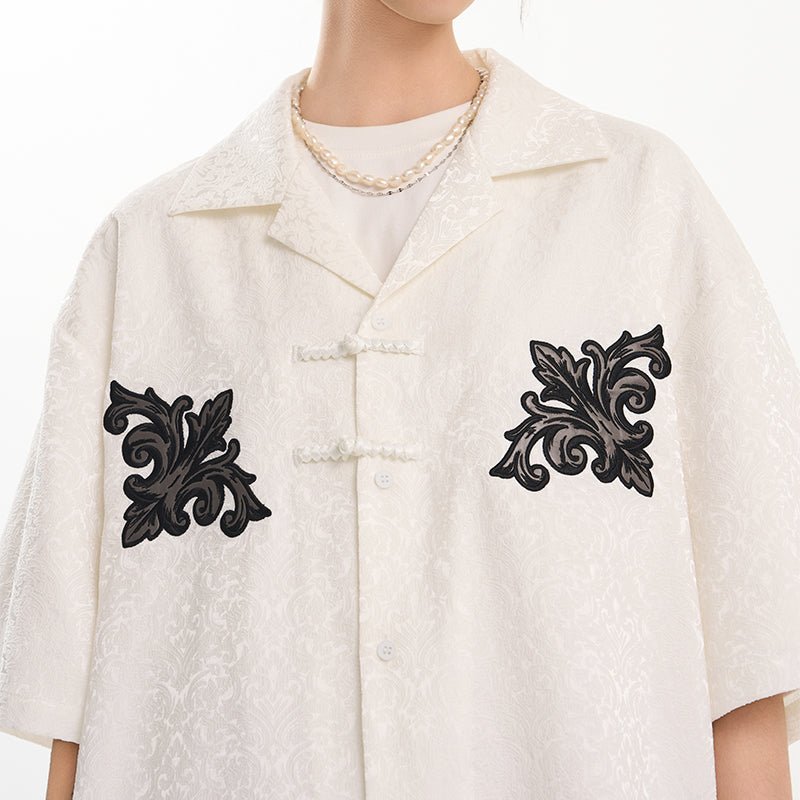 Colorblock Scout Embroidery Oversized Knots Shirt - COPPING THREADS - Harsh and Cruel
