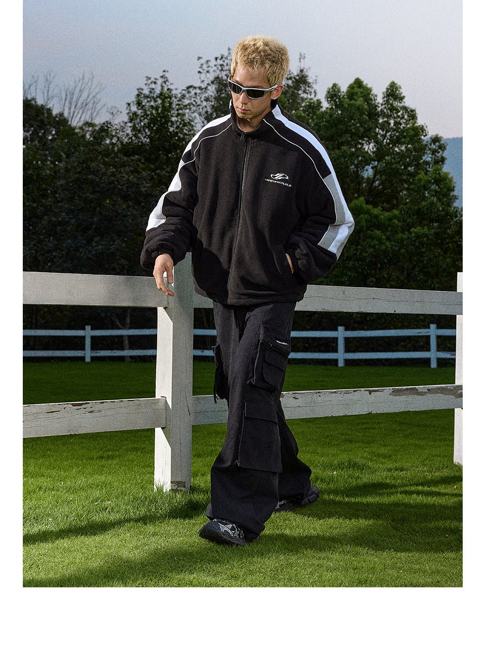 Colorblock Stand Collar Sports Jacket - COPPING THREADS - Harsh and Cruel