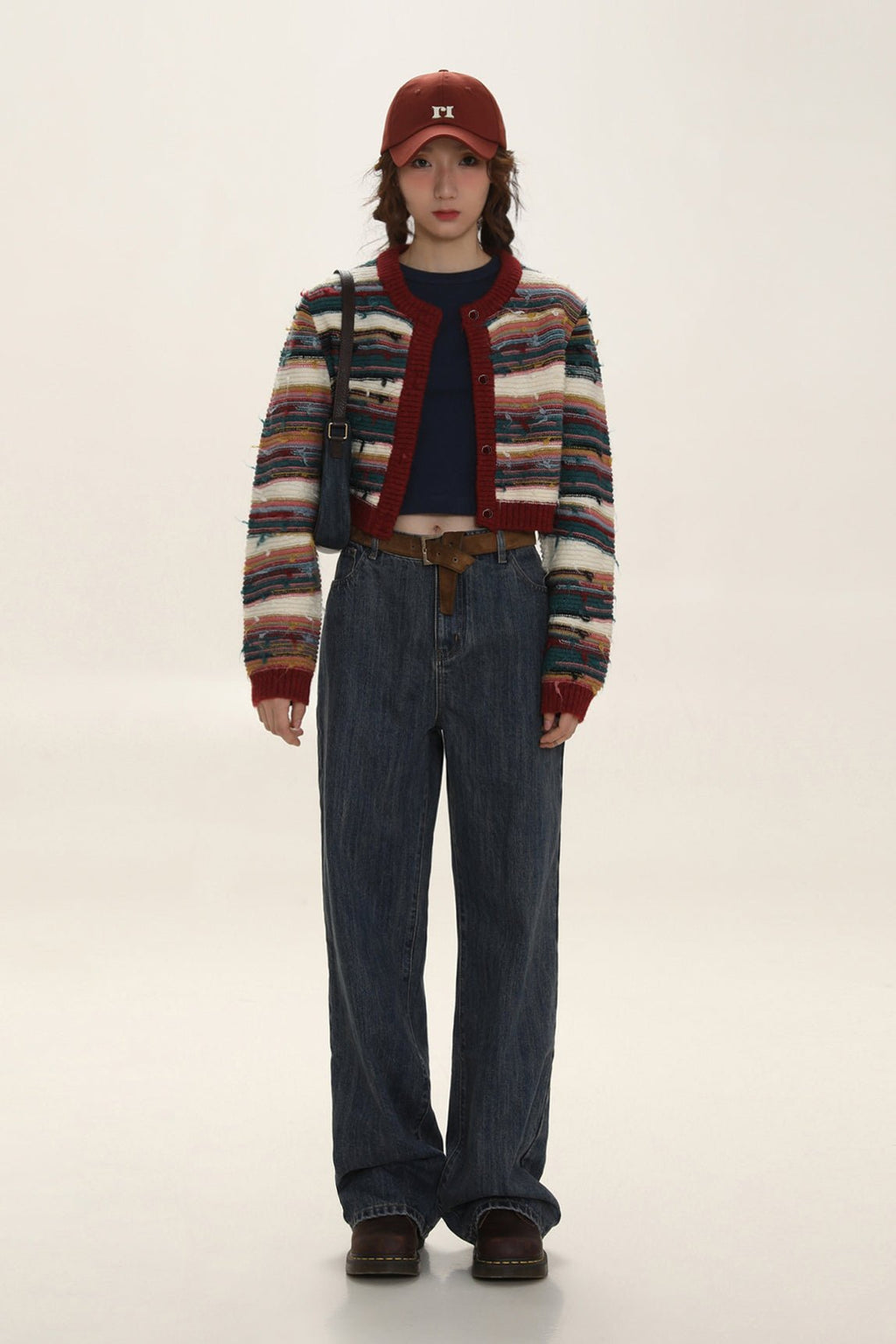Colorblock Striped Knit Cropped Cardigan - COPPING THREADS - MOROMORO