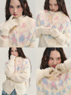 Colorful Hand - in - Hand Graphic Knit Cardigan - COPPING THREADS - CHICISLAND