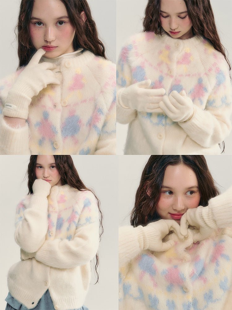 Colorful Hand - in - Hand Graphic Knit Cardigan - COPPING THREADS - CHICISLAND