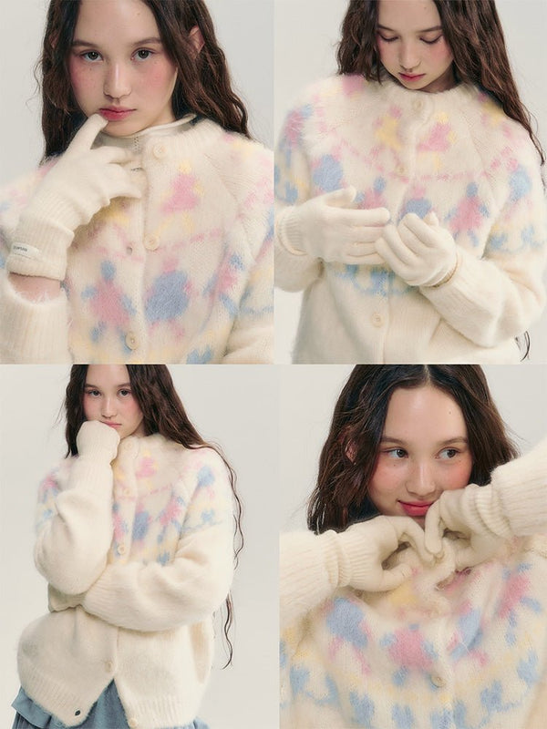 Colorful Hand - in - Hand Graphic Knit Cardigan - COPPING THREADS - CHICISLAND
