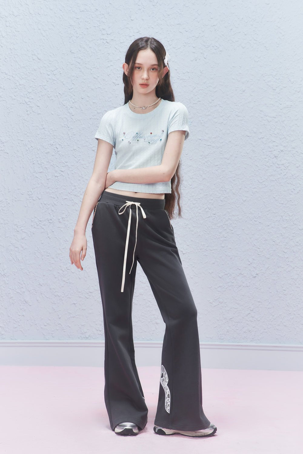 Colorful Rhinestone Letter Embroidered Tee - COPPING THREADS - AYF