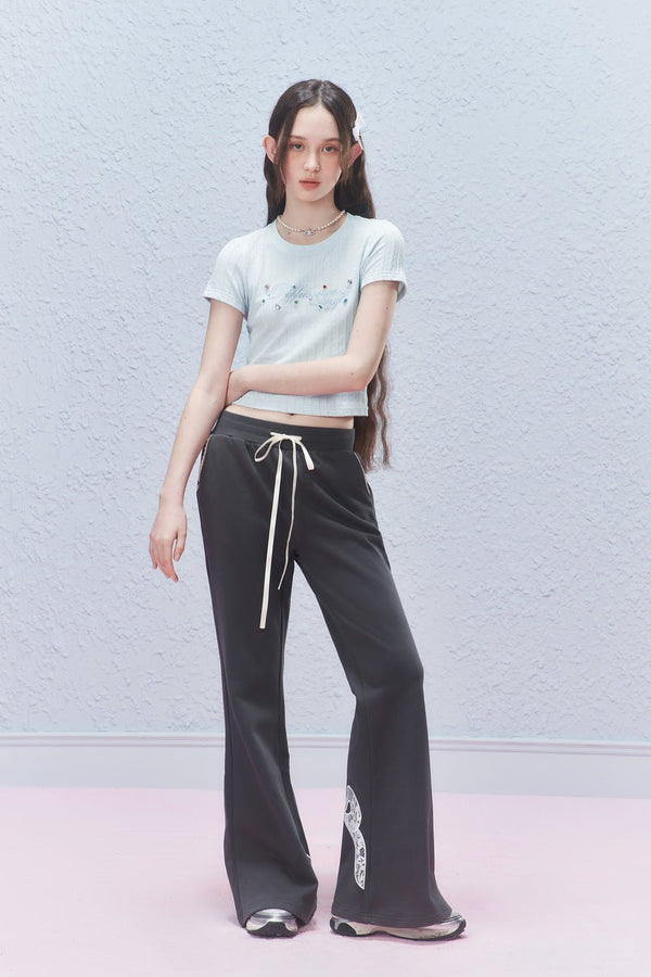Colorful Rhinestone Letter Embroidered Tee - COPPING THREADS - AYF