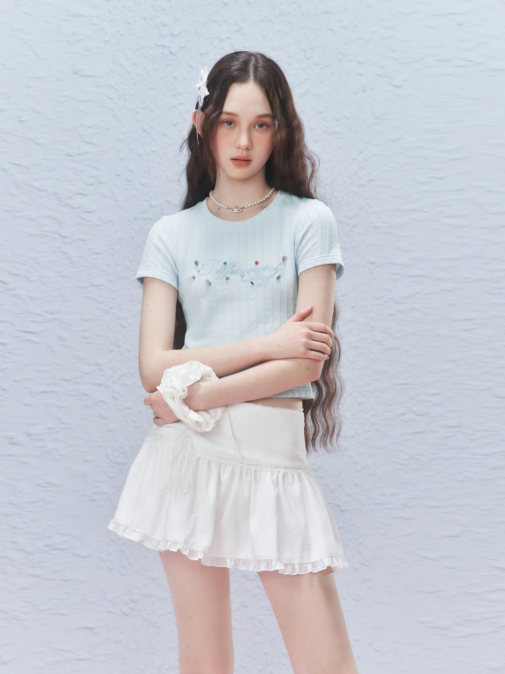 Colorful Rhinestone Letter Embroidered Tee - COPPING THREADS - AYF