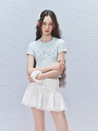 Colorful Rhinestone Letter Embroidered Tee - COPPING THREADS - AYF