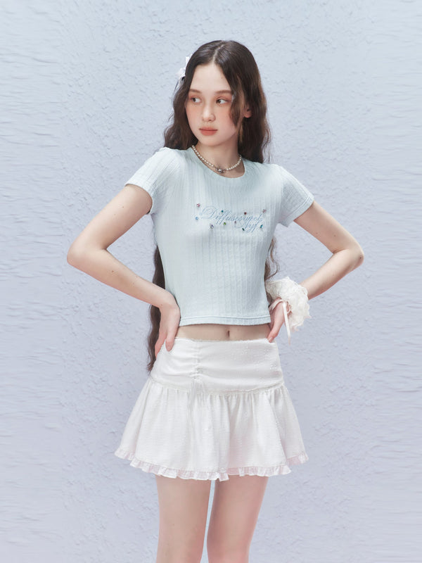 Colorful Rhinestone Letter Embroidered Tee - COPPING THREADS - AYF