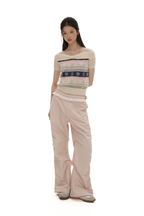 Colorful Striped Floral Pattern Off - Shoulder Knit Top - COPPING THREADS - MOROMORO