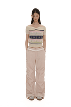 Colorful Striped Floral Pattern Off - Shoulder Knit Top - COPPING THREADS - MOROMORO