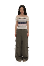 Colorful Striped Floral Pattern Off - Shoulder Knit Top - COPPING THREADS - MOROMORO