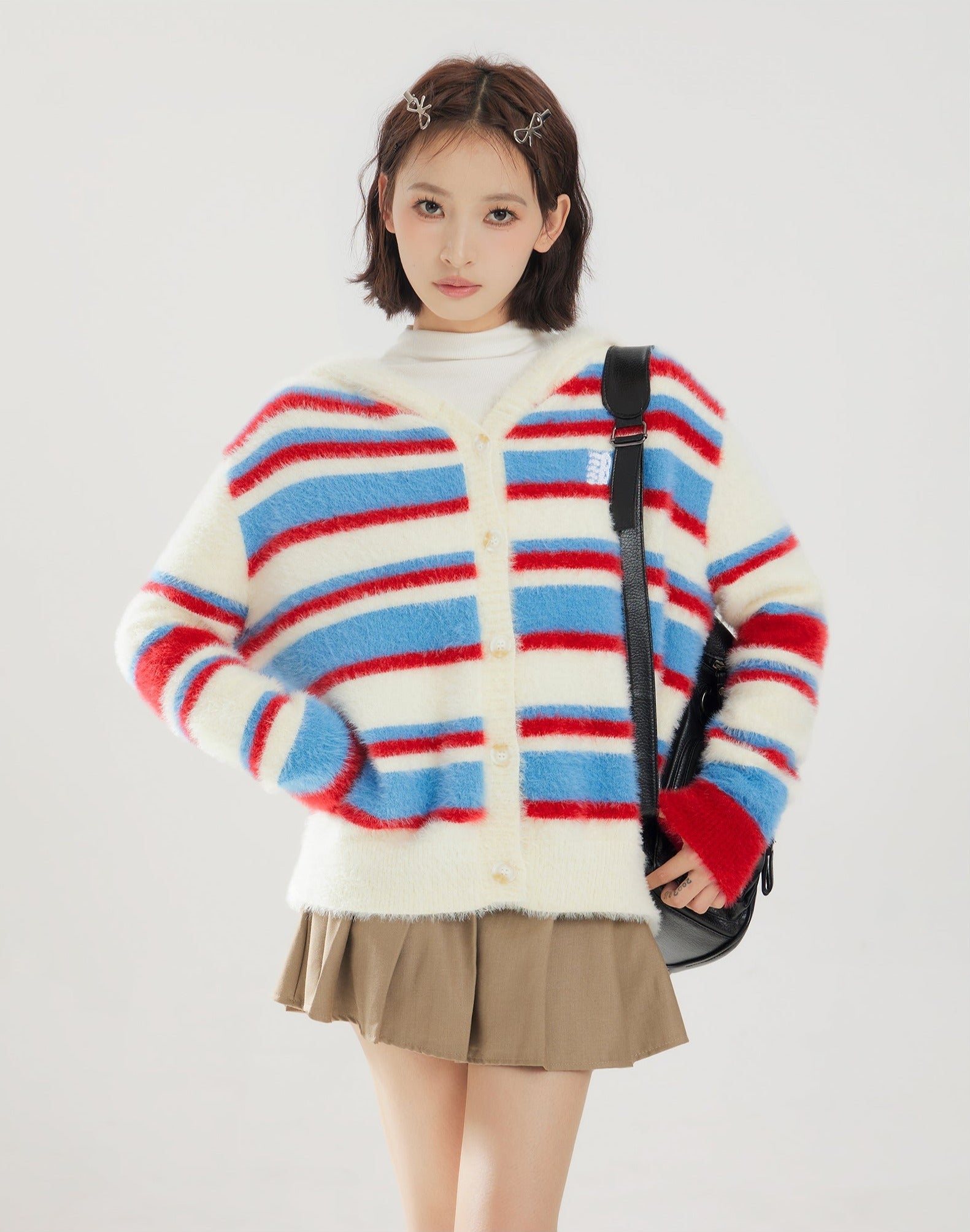 Colorful Striped Hooded Fleece Knit Sweater - COPPING THREADS - CT Select