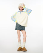 Colorful Striped Mink Fleece Knit Sweater - COPPING THREADS - CT Select